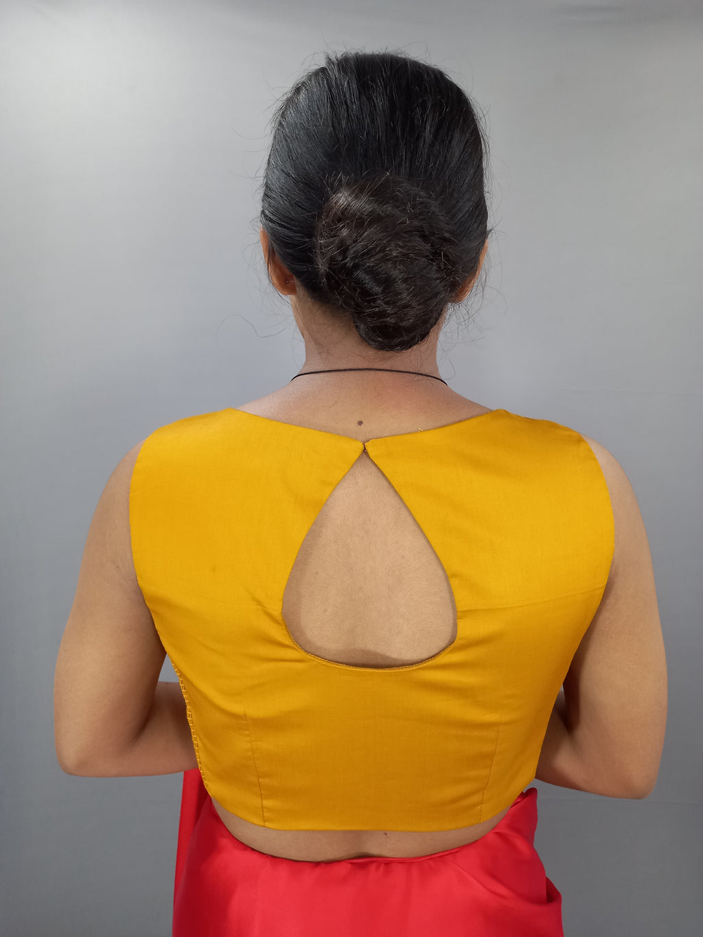 Sleeveless Cotton Saree Blouse in Mustard Fabric